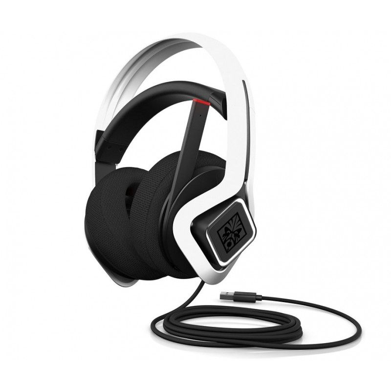 GAMING OMEN HP Mindframe Casque Technologie C-Media XearTM, Refroidissement FrostCap, Éclairage RGB, Blanc, Km0 Boîte
