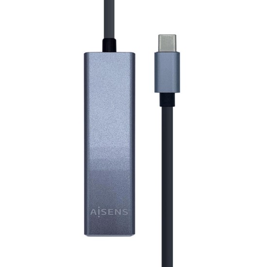 HUB USB Aisens A109-0396 Gris + Adaptateur LAN, USB Type-C Mâle / Connecteurs 3*USB-A Femelle RJ45 Ethernet 10/100/1000