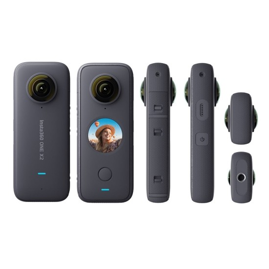 Insta360 One X2 Caméra de sport de poche, ActionCam 5,7K écran tactile 360° étanche, A+