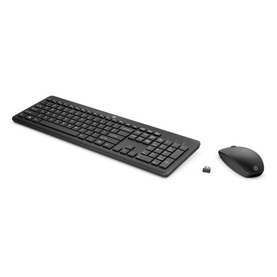 Kit clavier et souris HP 235 Wireless KB+DNGL+Mouse Espagnol, USB, Noir, Neuf