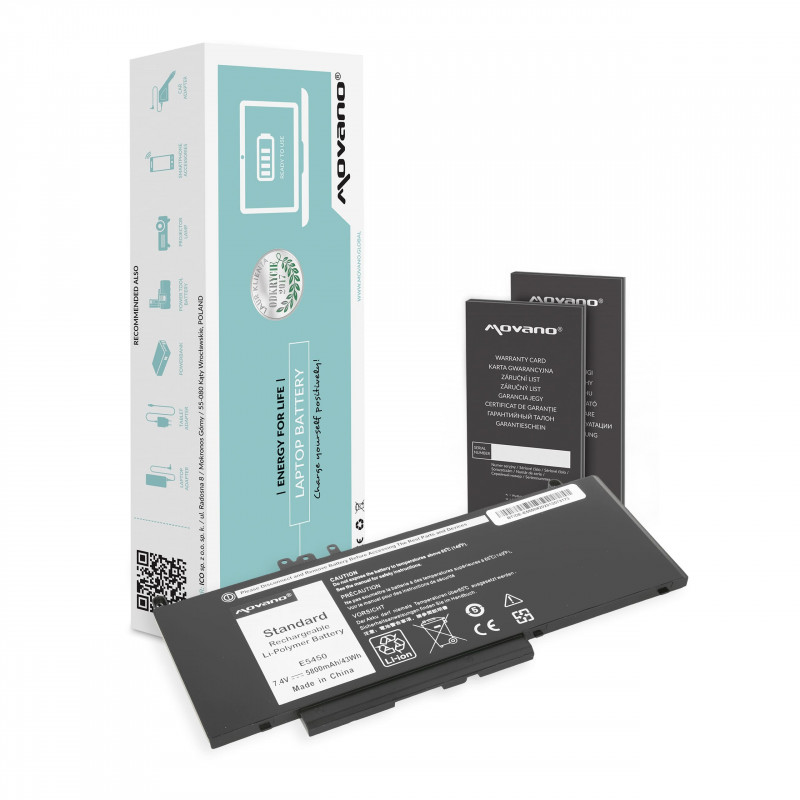Movano Batterie pour Dell Latitude E5450, E5550 7,4 V (7,6 V) 5800 mAh (43 Wh)