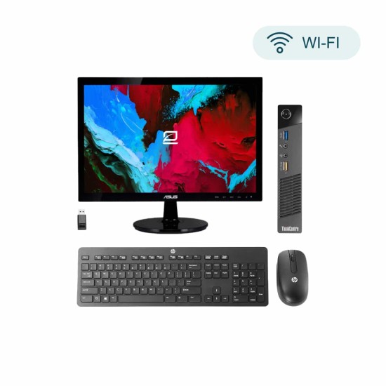 Pack PC de bureau mini i7 + Moniteur 19" HP - WiFi, SSD 256 Go