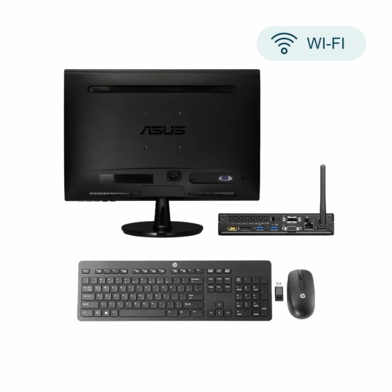 Pack PC de bureau mini i7 + Moniteur 19" HP - WiFi, SSD 256 Go