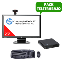 Pack télétravail Lenovo M72e Tiny i5, 8 Go de RAM, moniteur 23"