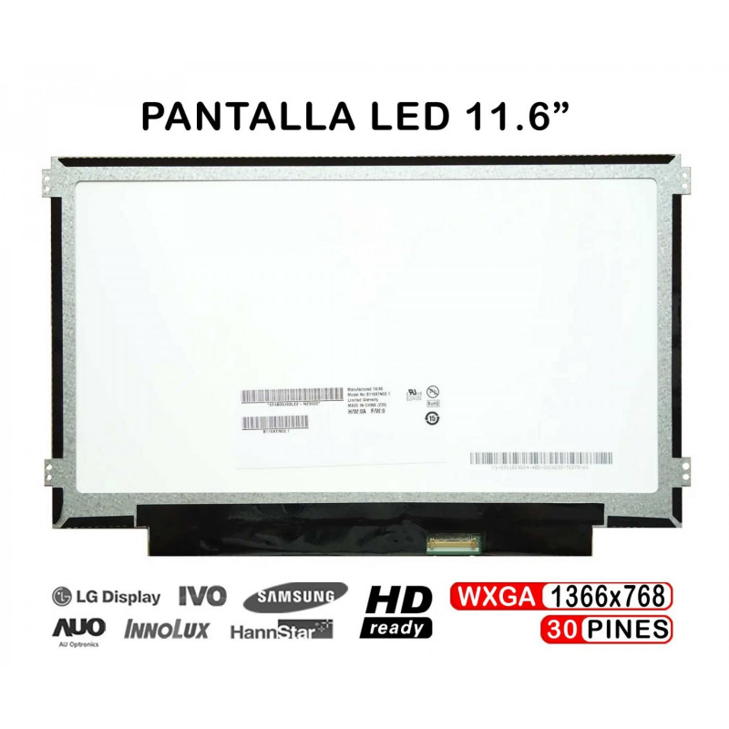 PANTALLA LED DE 11.6" POUR PORTABLE B116XTN02.1 N116BGE-EA2 B116XTN01.0