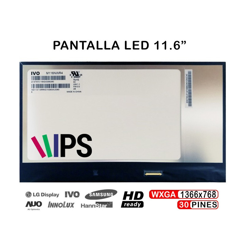PANTALLA LED DE 11.6" POUR PORTABLE M116NWR4 R1 1366X768 30 BROCHES IPS