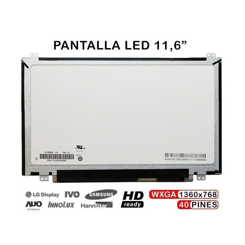 PANEL LED DE 11,6" POUR PORTABLE N116BGE-L41 N116BGE-L42 B116XW03 V.2