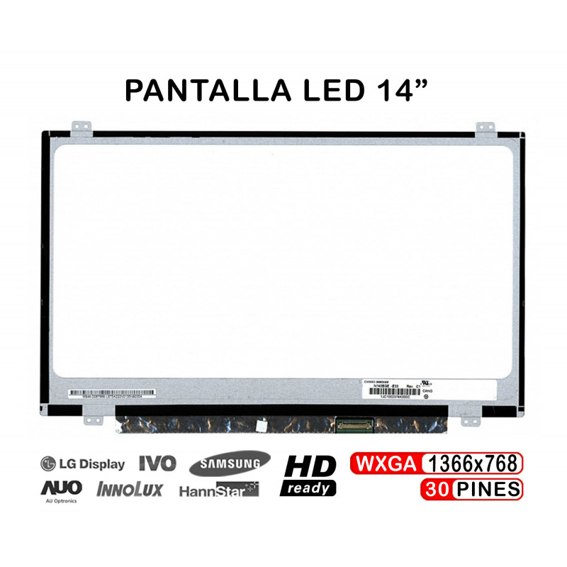 PANTALLA LED DE 14" POUR PORTABLE N140BGE-E33 EDP HD LED SLIM DE 30 BROCHES