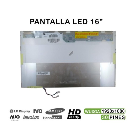 PANTALLA LED DE 16" AVEC DOUBLE CCFL POUR PORTABLE LTN160HT03 LTN160HT03-001 LJ96-04432A