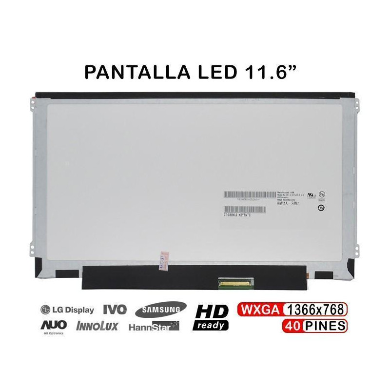 PANTALLA PORTABLE LCD LED 11,6" LP116WH2 TLC1 | N116BGE-L41 REV. C1