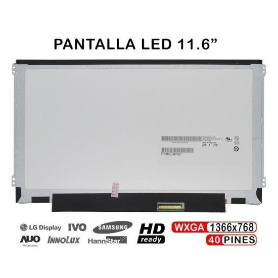 PANTALLA PORTABLE LCD LED 11,6" LP116WH2 TLC1 | N116BGE-L41 REV. C1