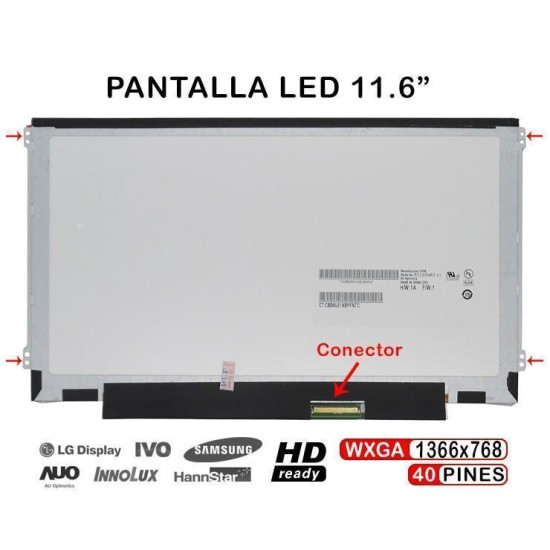 PANTALLA PORTABLE LCD LED 11,6" LP116WH2 TLC1 | N116BGE-L41 REV. C1