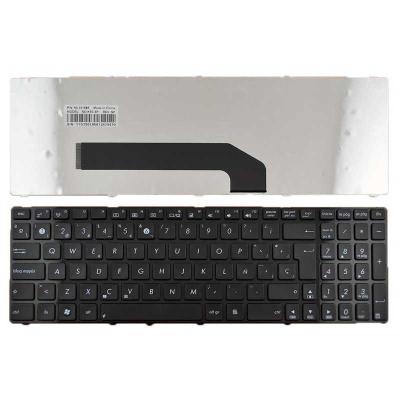 TECLIER POUR PORTABLE ASUS K50 AVEC CADRE NOIR BRILLANT