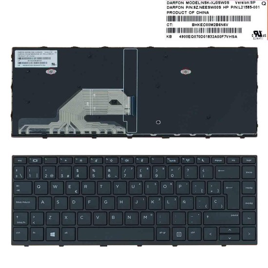 CLAVIER POUR PORTABLE HP PROBOOK 430 G5 440 G5 445 G5 NOIR AVEC CADRE