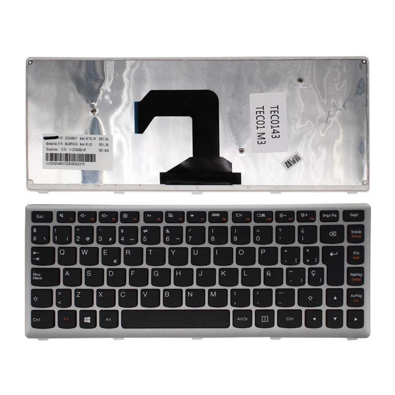 TECLIER POUR PORTABLE LENOVO U410 ARGENT EN ESPAGNOL