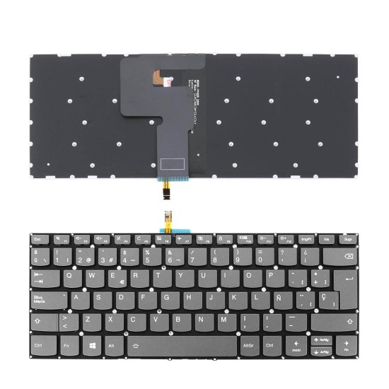 CLAVIER RÉTROÉCLAIRÉ POUR PORTABLE LENOVO IDEAPAD 330-14IKB GRIS SANS CADRE