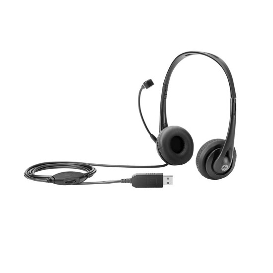 Auriculaires de bureau HP T1A67AA USB Headset, Noir, Km0 Caja Original
