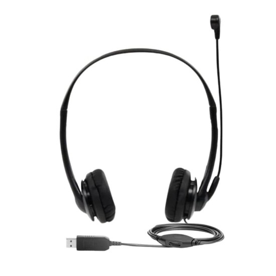 Auriculaires de bureau HP T1A67AA USB Headset, Noir, Km0 Caja Original
