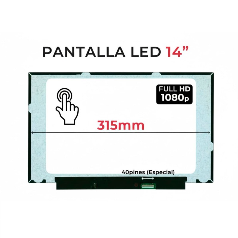 Pantalla tactile 14″ FHD B140HAK03.2 40 broches | LED mat portable