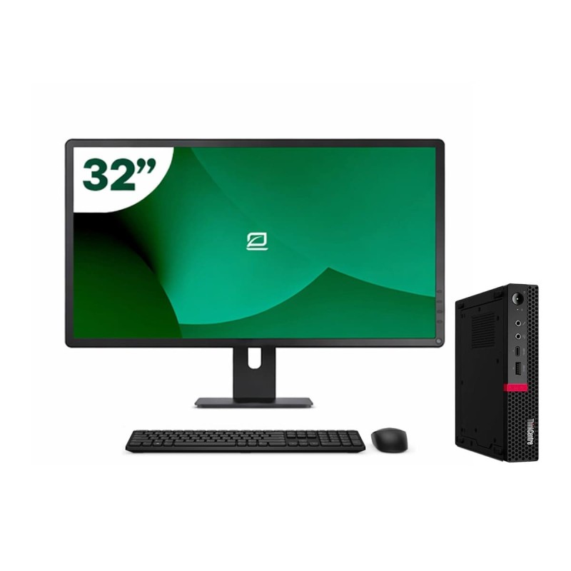 Pack Lenovo M720q Tiny i5 8500T + Moniteur 32" + Clavier/Souris + WiFi USB