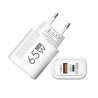 Câble de charge GaN 65W USB-C USB-A avec charge rapide PD et QC3.0 Blanc