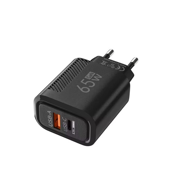 Câble USB-C GaN 65W | Charge rapide PD + QC3.0 Double port