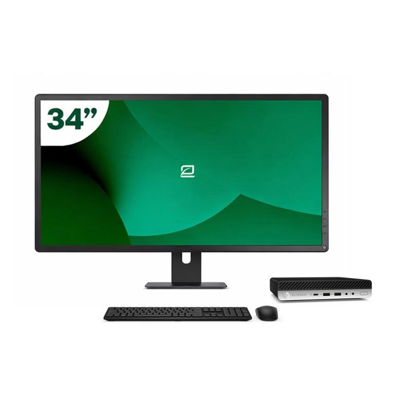 Pack HP 600 G5 Mini i7 9700T + Moniteur 34" + Clavier/Souris + WiFi USB