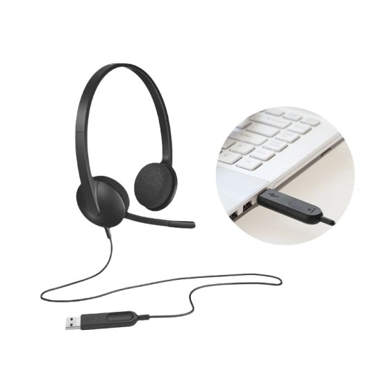 Logitech H340 USB avec microphone noir · Casque stéréo