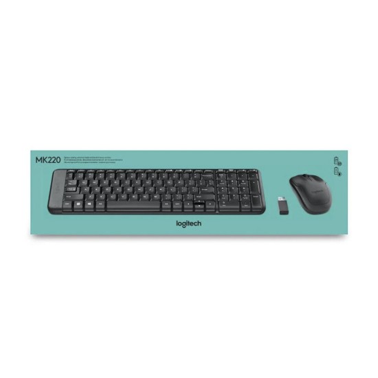 Teclavier + Souris Logitech MK220 Sans fil Wireless, Noir, Neuf