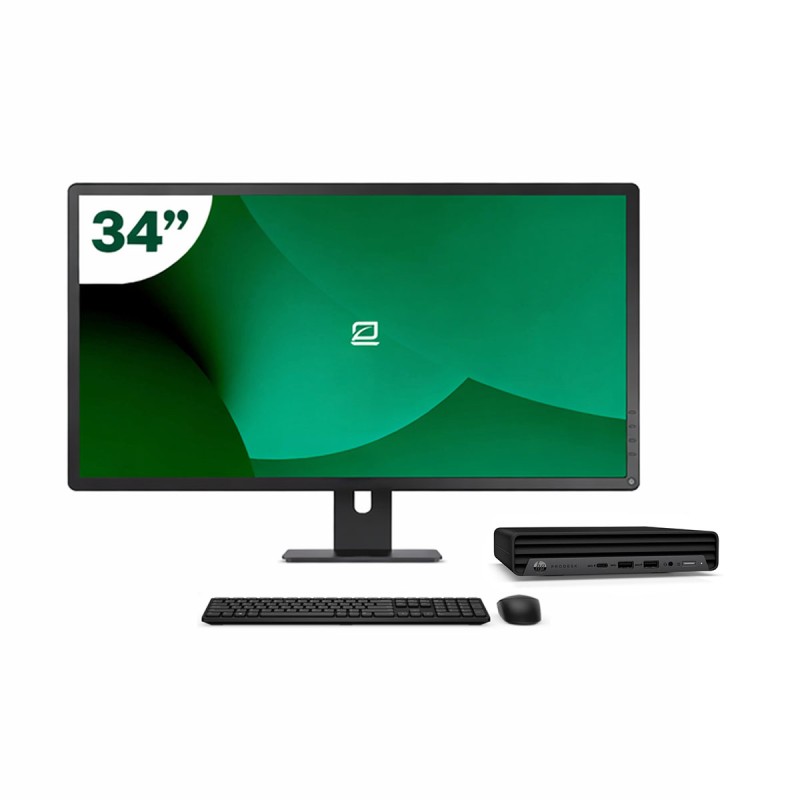 Pack HP 600 G6 Mini i5 10500T + Moniteur 34" + Clavier/Souris + WiFi USB