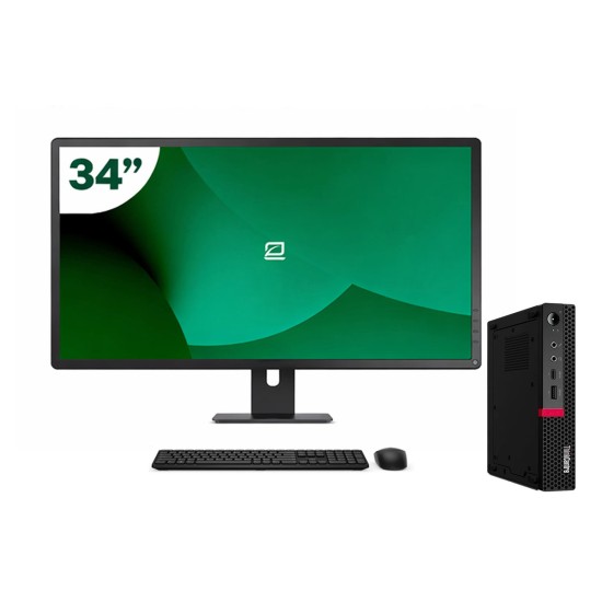 Pack Lenovo M720q Tiny i5 9500T + Moniteur 34" + Clavier/Souris + WiFi USB