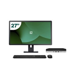 Pack HP 800 G5 Mini i5 9500T 16GB SSD 512GB + écran LCD 27" + clavier et souris sans fil + WiFi