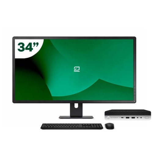 Pack HP 800 G5 Mini i5 9500T + Moniteur 34" + Clavier/Souris + WiFi USB