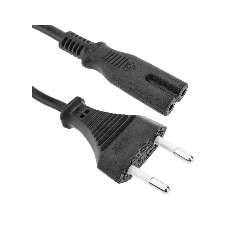 Cable d’alimentation bipolaire 2 broches EU C7 1,20 m, Neuf