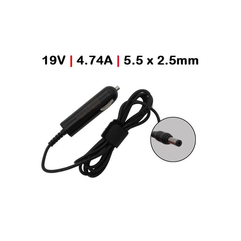 CÂBLE DE CHARGEUR DE VOITURE POUR PORTABLE TOSHIBA 19V 4.74A 5.5X2.5 90W