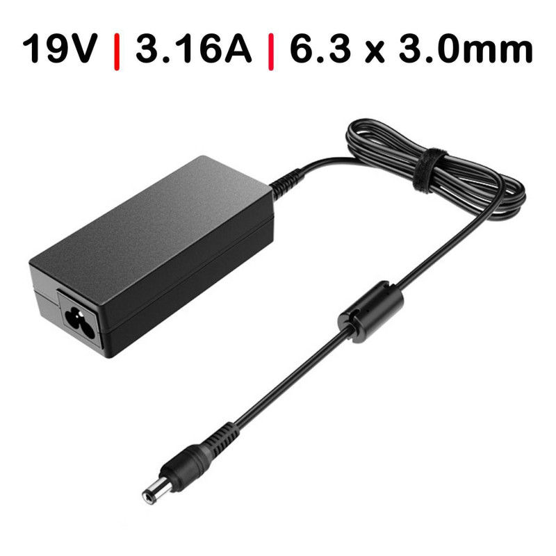 CHARGEUR POUR ORDINATEUR PORTABLE TOSHIBA SATELLITE 1000 1005 1600 1605 19V 3.16A 6.3 X 3.0MM 60W