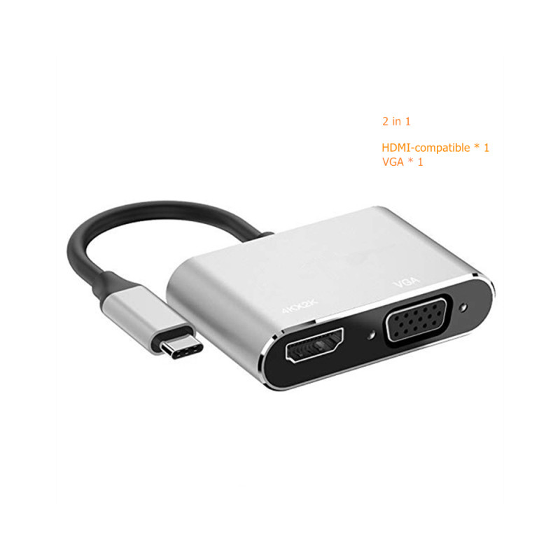 Convertisseur USB-C vers HDMI et VGA 4K Adaptateur HDMI USB-C 3.0 VGA, Neuf