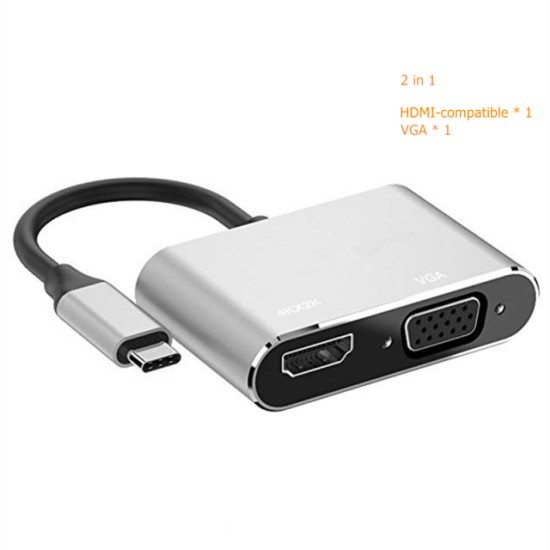 Convertisseur USB-C vers HDMI et VGA 4K Adaptateur HDMI USB-C 3.0 VGA, Neuf