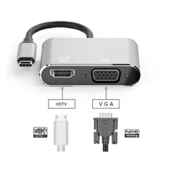 Convertisseur USB-C vers HDMI et VGA 4K Adaptateur HDMI USB-C 3.0 VGA, Neuf